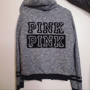VS Pink Sherpa Lined Sequin Hoodie